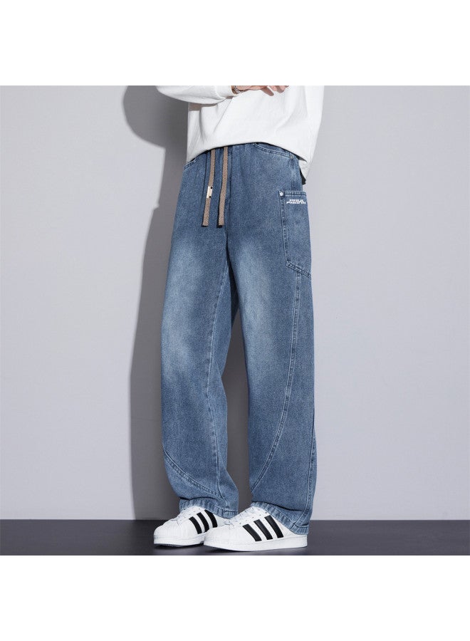 Paul Frank Trendy Workwear Jeans For Men In Autumn And Winter, Loose And Comfortable Versatile Straight-leg Pants, American High-street Curved Knife Pants, Men's Trousers - Image 5